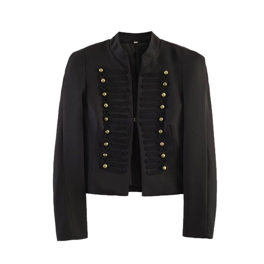 Damen Kurze marschallinspirierte Blazerjacke mit dekorativer Knopfreihe und Kordelbesatz Nord Taschen
