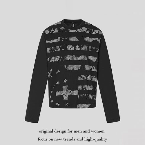 Herren Langarmshirt mit Strukturprint und flaggeninspiriertem Grafikmix Nord Taschen