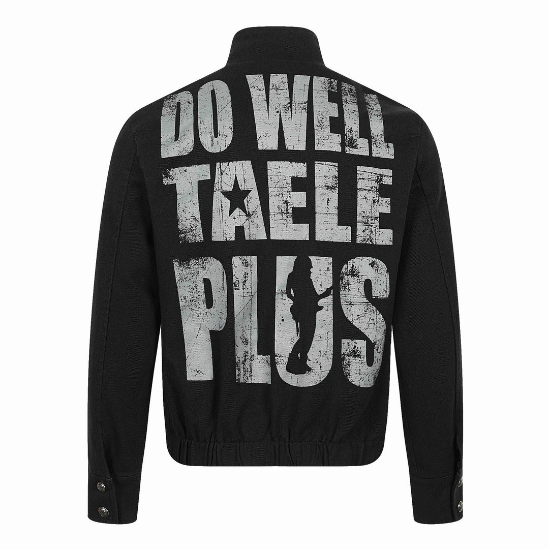 Herren Asymmetrische Blousonjacke mit Stehkragen, Metallknopfbesatz und Grafikprint Nord Taschen