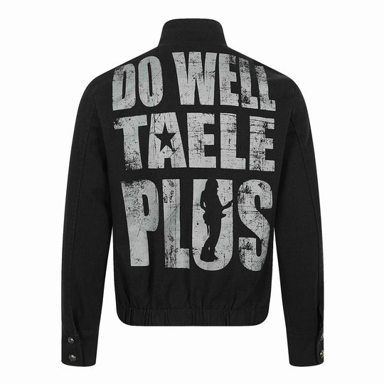 Herren Asymmetrische Blousonjacke mit Stehkragen, Metallknopfbesatz und Grafikprint Nord Taschen