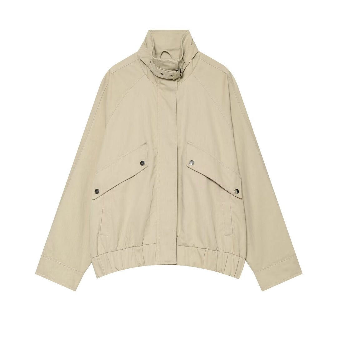 Damen 10+ verkürzte Utility‑Blousonjacke mit hohem Stehkragen und Taillenbund Nord Taschen