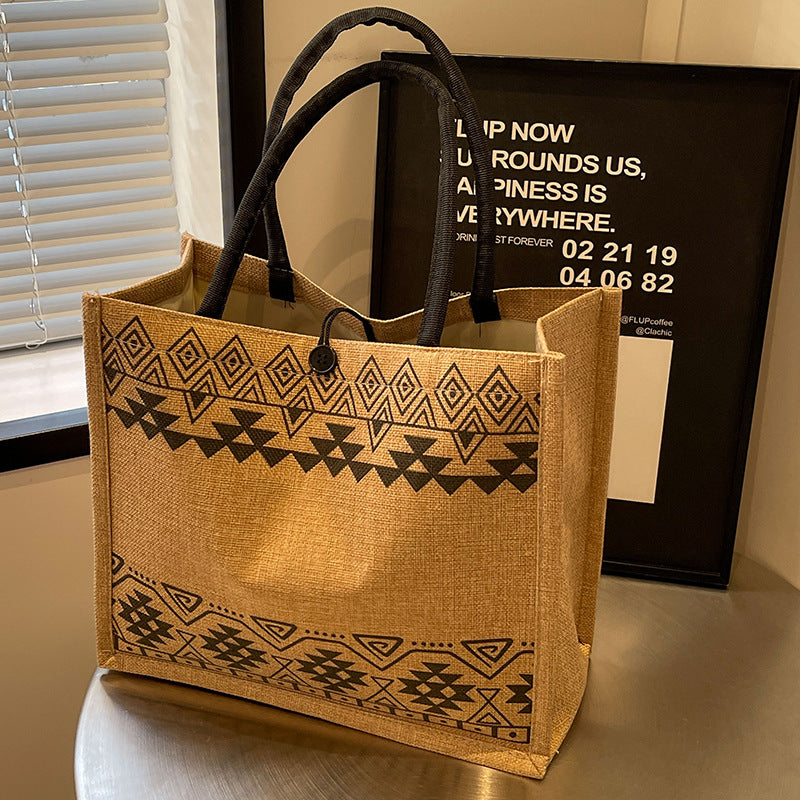 Damen Jutetasche mit modernem Ethnomuster Nord Taschen