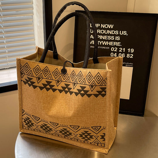 Damen Jutetasche mit modernem Ethnomuster Nord Taschen