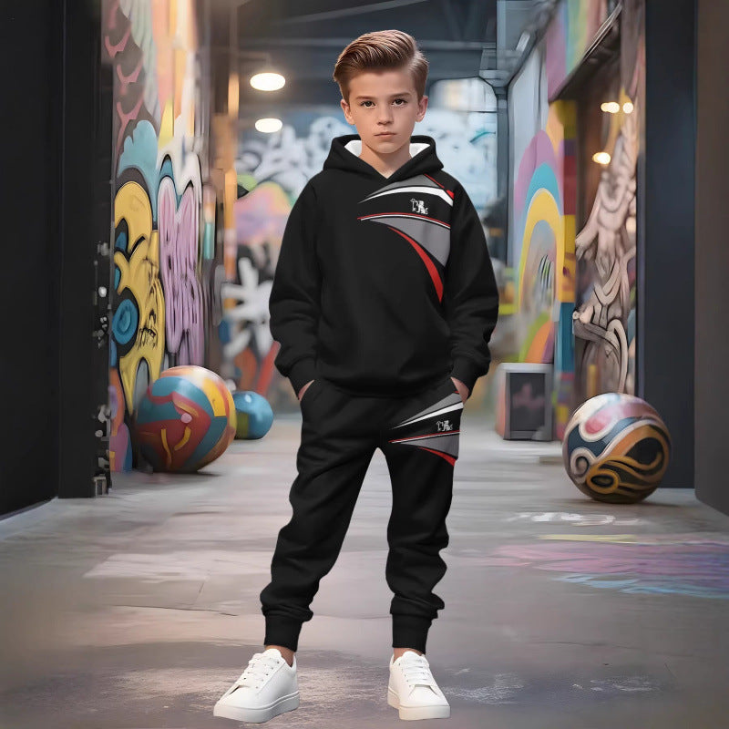 Unisex Kinder Jogginganzug mit Kapuzenpullover und detailreichem Auto-Print Nord Taschen