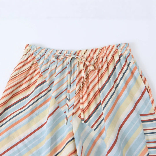 Damen Weite Leinenhose mit Tunnelzug und aufgesetzten Taschen Nord Taschen
