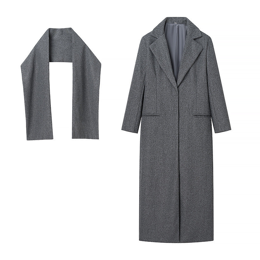 Damen Taillierter Longline-Cape-Mantel aus Wollmix mit überfallendem Cape-Detail Nord Taschen