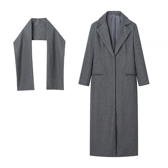 Damen Taillierter Longline-Cape-Mantel aus Wollmix mit überfallendem Cape-Detail Nord Taschen