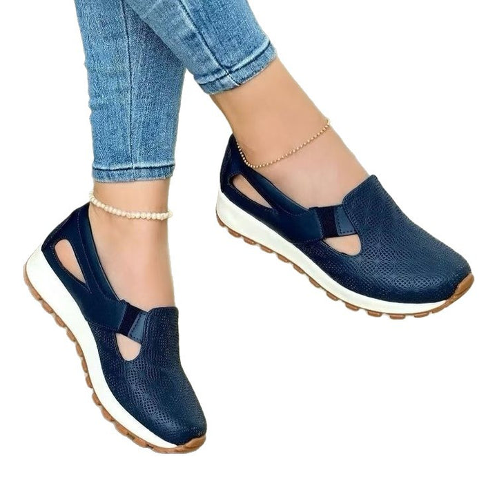 Damen  atmungsaktive Slip-On Keilsneaker aus Kunstleder mit Cut-Outs und gepolsterter Komfortsohle Nord Taschen