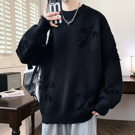 Damen Grobstrickpullover mit Fransen Nord Taschen