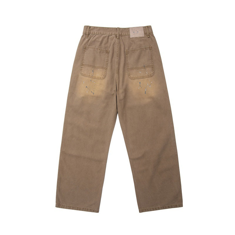Herren Locker geschnittene Workwear-Hose mit Paint‑Splatter und Destroyed‑Details Nord Taschen
