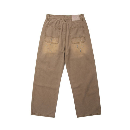 Herren Locker geschnittene Workwear-Hose mit Paint‑Splatter und Destroyed‑Details Nord Taschen