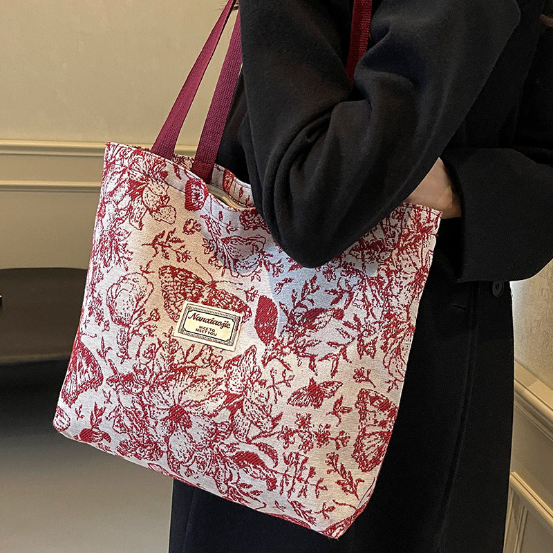 Damen Jute-Handtasche mit floralem Design Nord Taschen