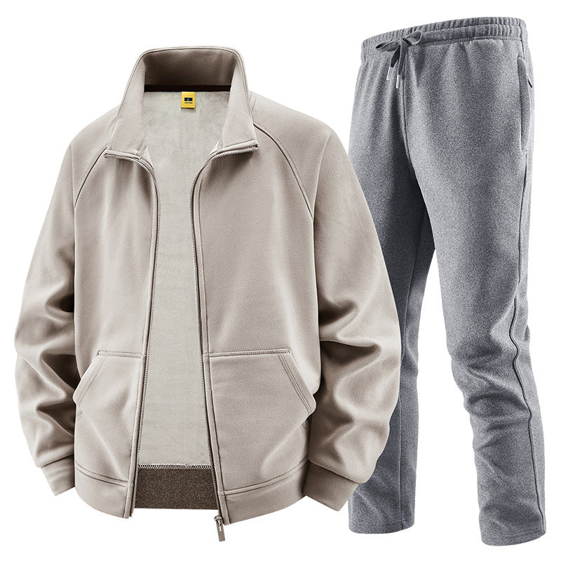 Herren Fleece-Trainingsset mit Stehkragen und Elastikbund Nord Taschen