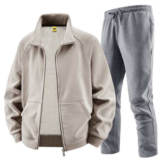 Herren Fleece-Trainingsset mit Stehkragen und Elastikbund Nord Taschen