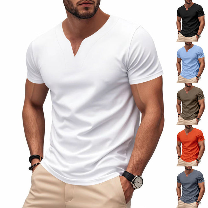 Herren kurzärmliges T-Shirt mit V-Ausschnitt und atmungsaktivem Stoff