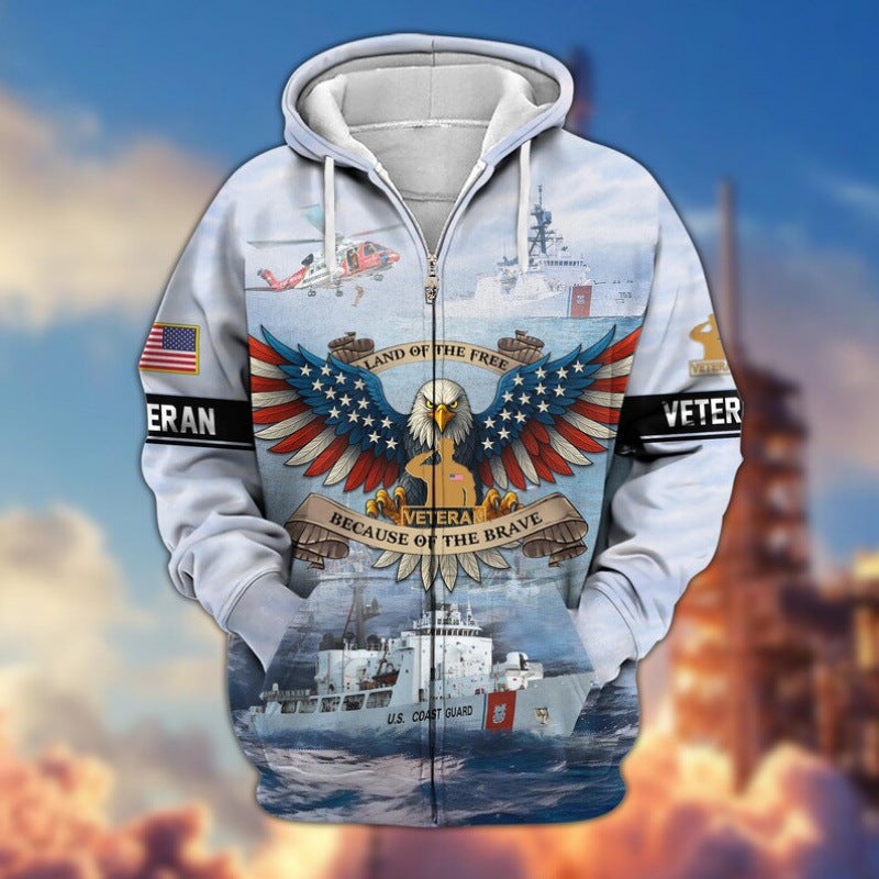 Herren Kapuzensweater mit amerikanischem Veteranenmotiv Nord Taschen
