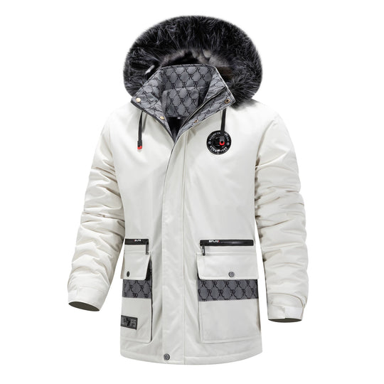 Herren Langer Thermo-Parka mit Kapuze, Logo-Innenfutter und Multifunktions-Taschen Nord Taschen