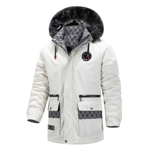 Herren Langer Thermo-Parka mit Kapuze, Logo-Innenfutter und Multifunktions-Taschen Nord Taschen