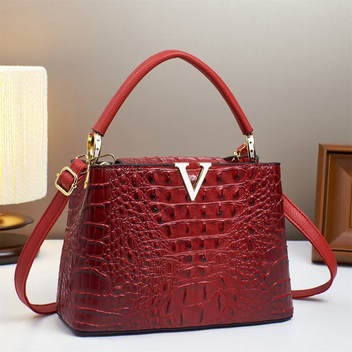Damen Designer-Handtasche mit luxuriösem Krokodil-Look und elegantem Verschluss Nord Taschen
