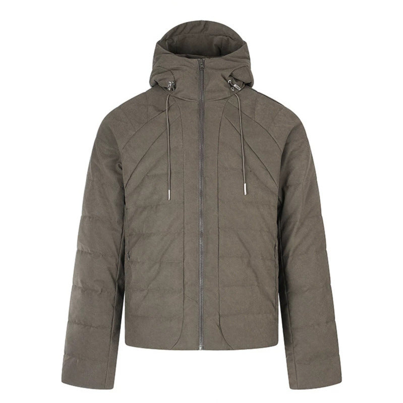 Herren wattierte Kurz-Steppjacke mit Kapuze, Tunnelzug und durchgehendem Reißverschluss Nord Taschen