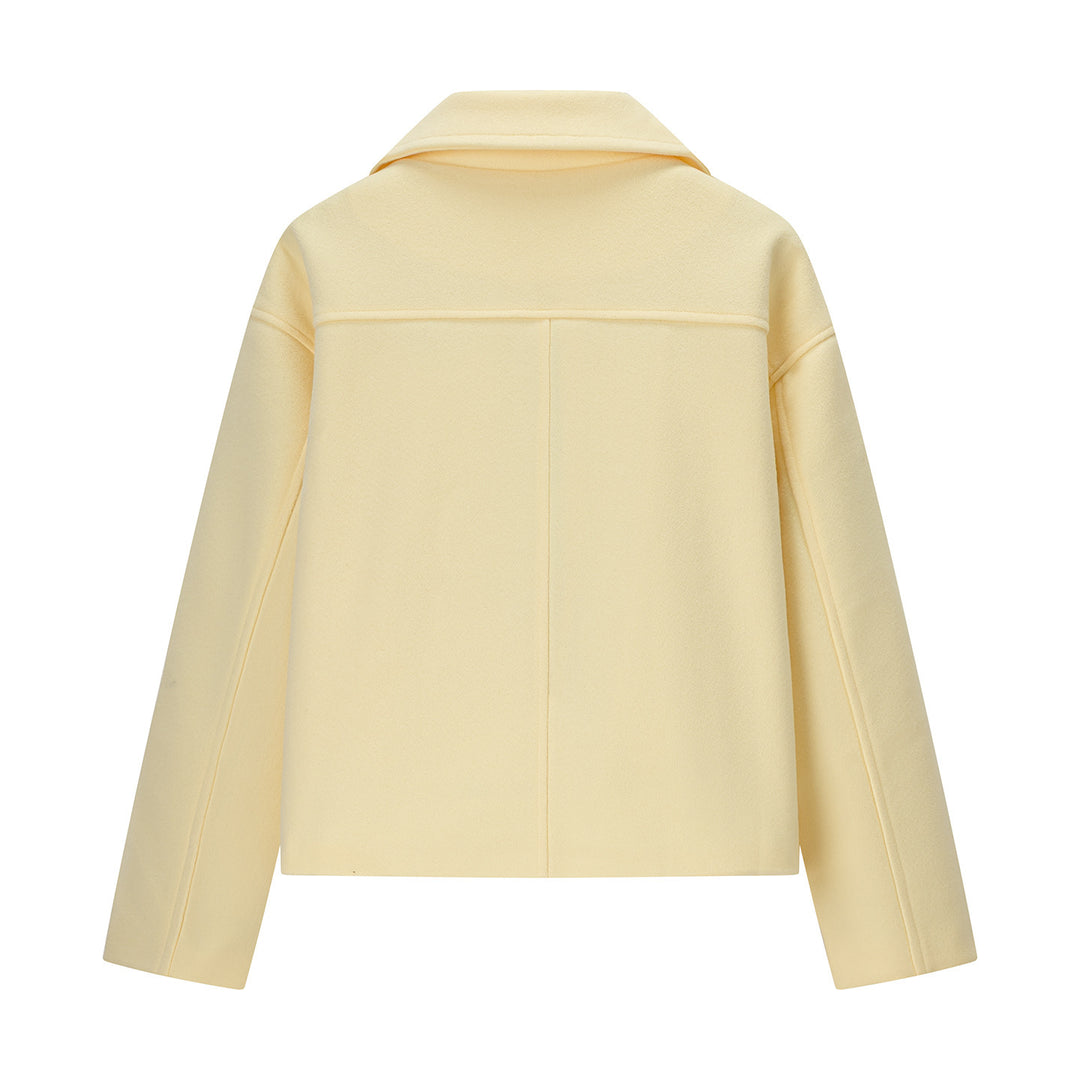 Damen Kurzer Oversize Wollmix Doppelreiher mit weitem Revers Nord Taschen