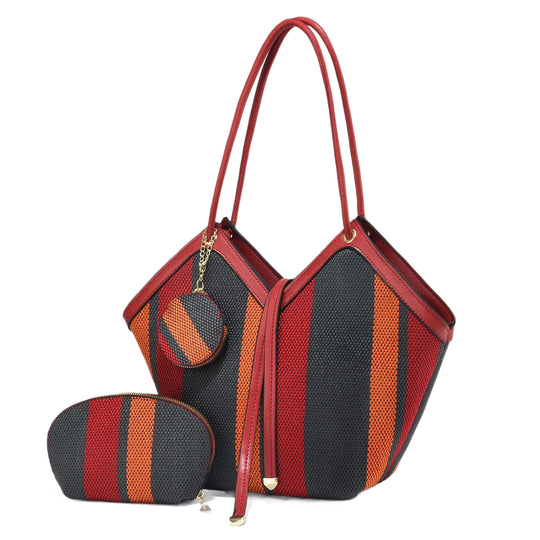 Damen vielseitige Tragetasche mit geometrischem Design und abnehmbaren Kosmetiktäschchen Nord Taschen