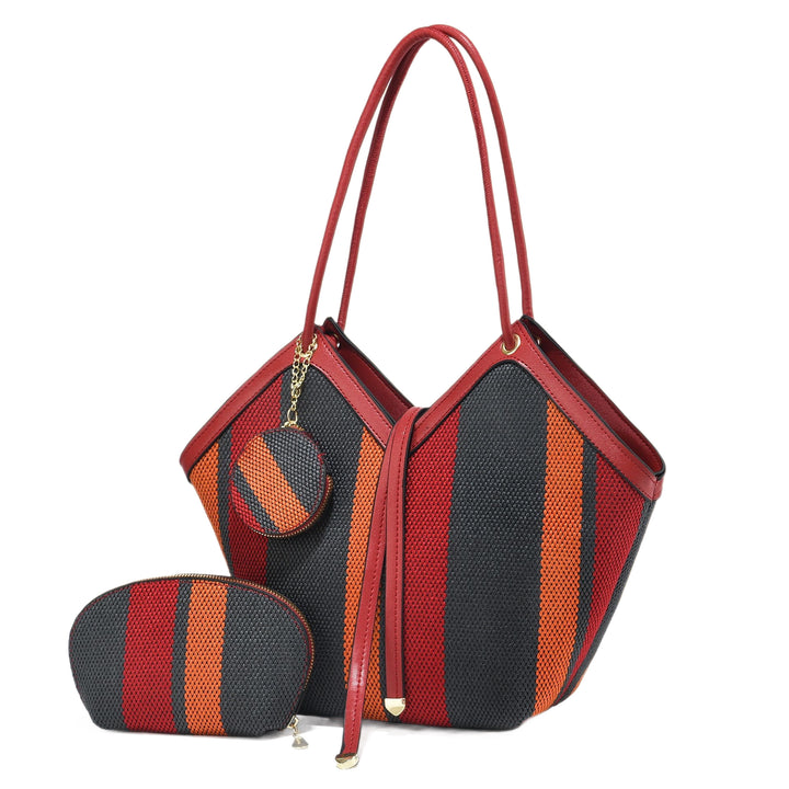 Damen vielseitige Tragetasche mit geometrischem Design und abnehmbaren Kosmetiktäschchen Nord Taschen
