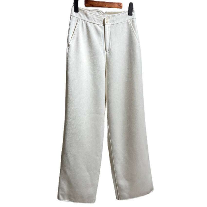 Damen Hochtaillierte Wollmix-Palazzohose mit geradem Fall und verdecktem Hakenverschluss Nord Taschen