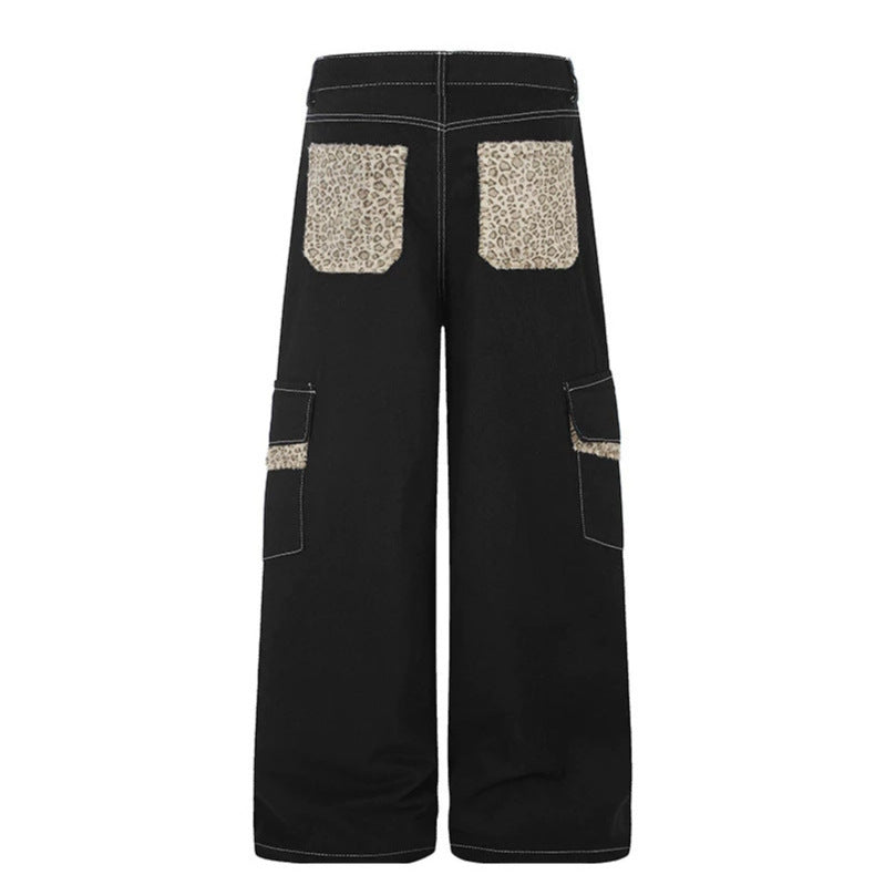 Damen Weite Cargo-Hose mit hoher Taille, großen Klappentaschen und Fellbesatz Nord Taschen