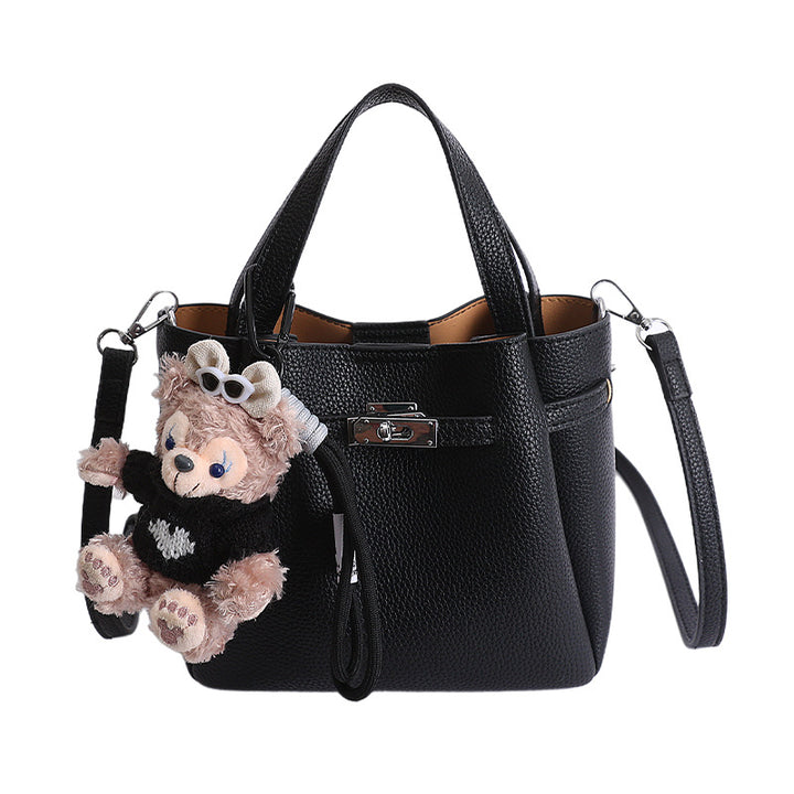 Damen Designer-Handtasche mit süßem Plüschtieranhänger Nord Taschen
