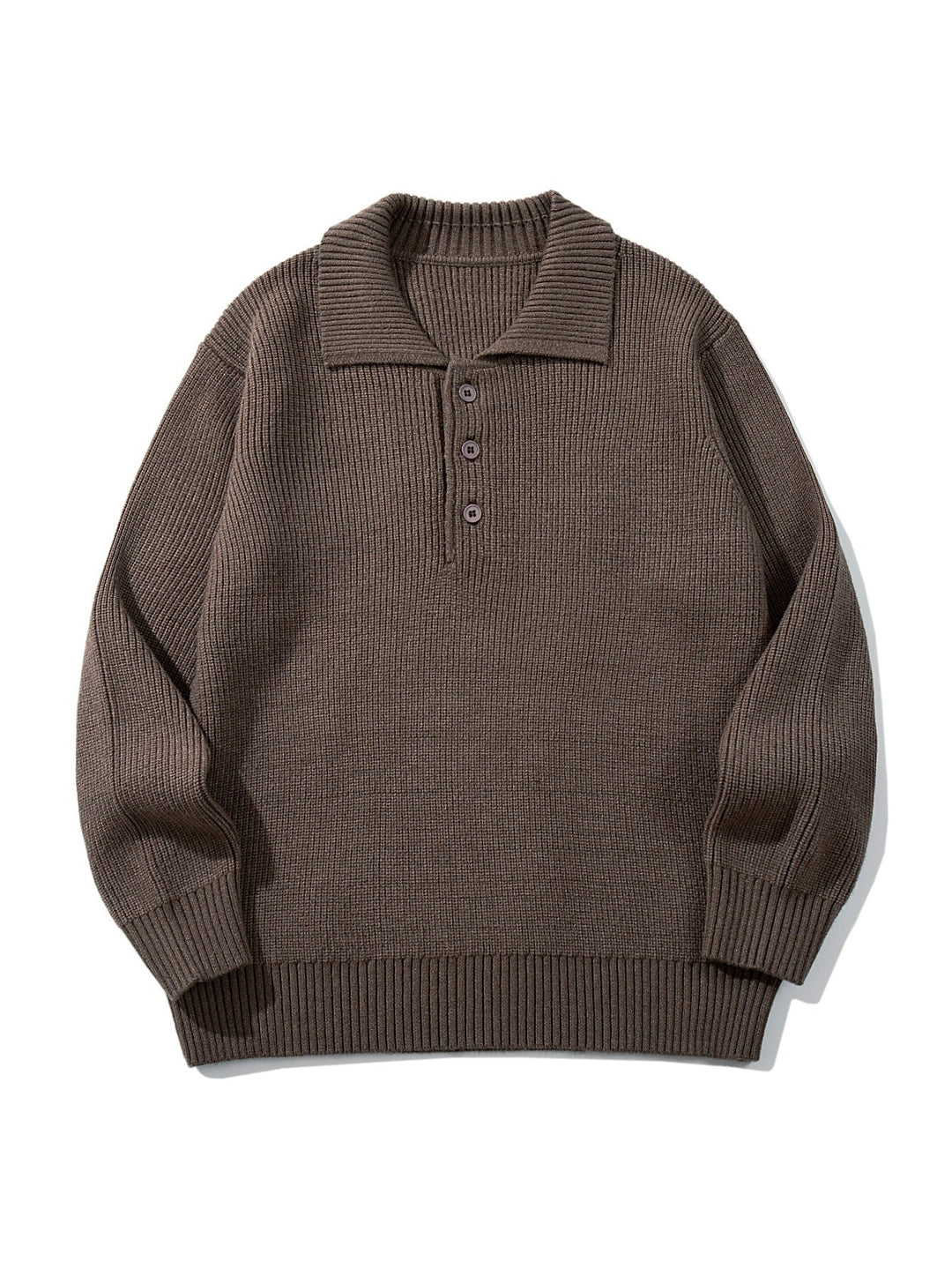 Herren Gerippter Polokragenpullover mit dreifacher Knopfleiste und Relaxed-Fit Nord Taschen
