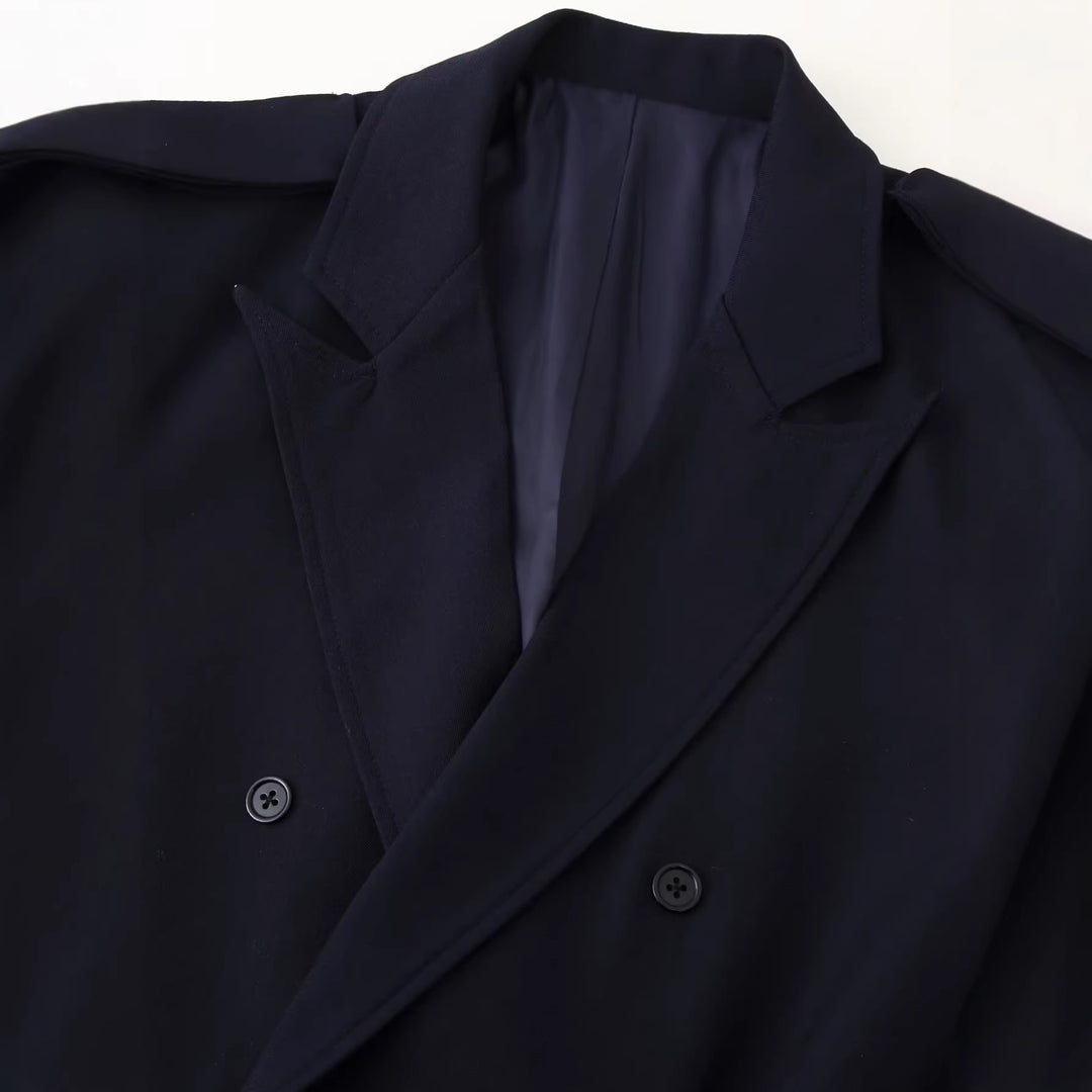 Damen Doppelreihiger Oversize-Blazer-Mantel mit Epauletten und großen Klappentaschen Nord Taschen