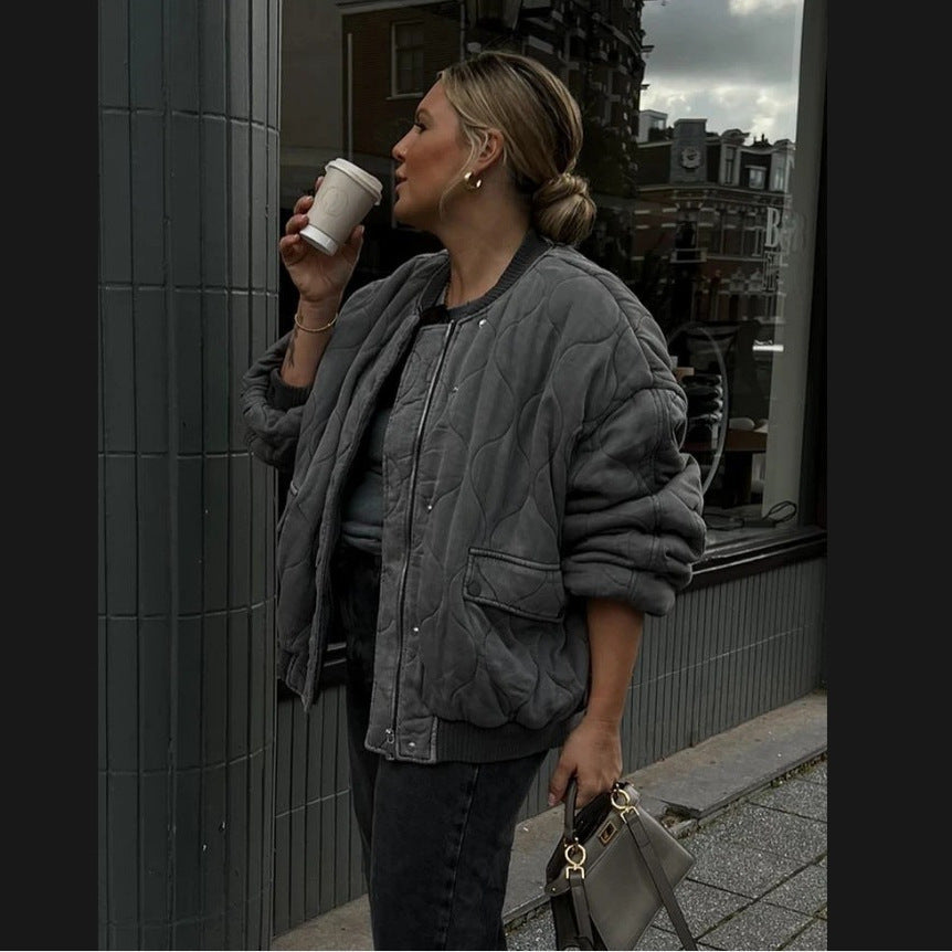 Damen Oversized gesteppte Bomberjacke