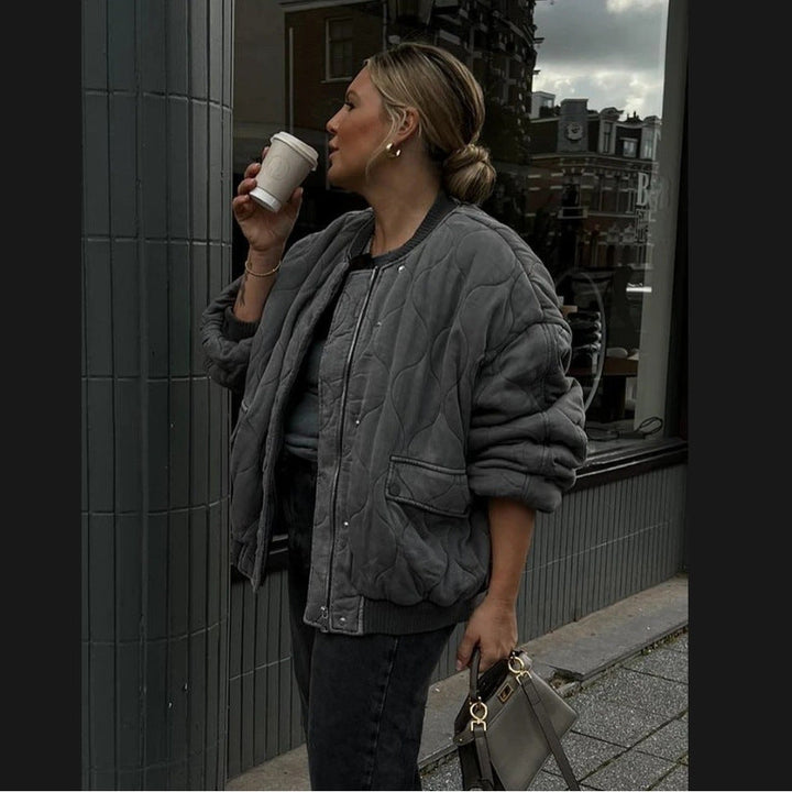 Damen Oversized gesteppte Bomberjacke