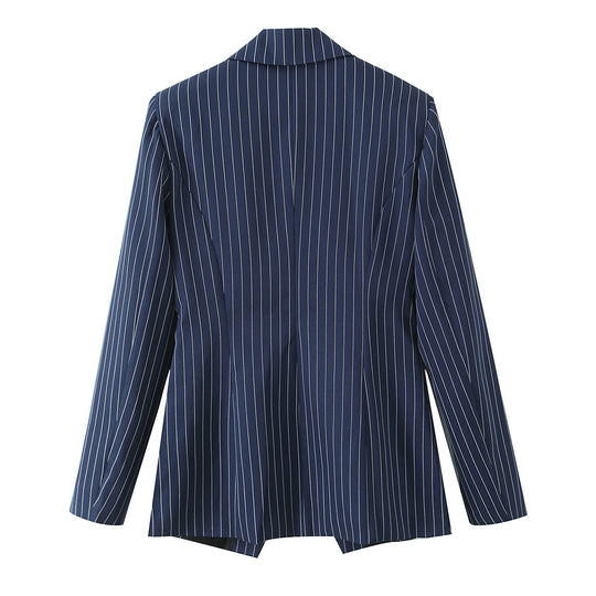 Damen Nadelstreifen-Tailored-Blazer mit markantem Revers, Pattentaschen und taillierter Silhouette Nord Taschen