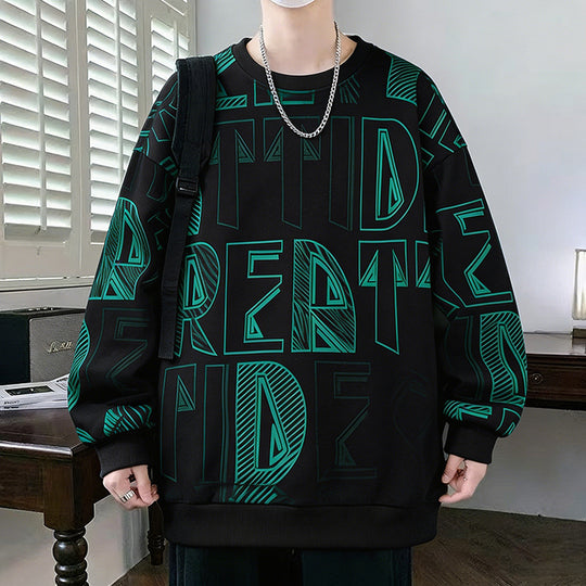 Herren Oversized-Sweatshirt mit großflächigem Lettering-Print und geripptem Saum Nord Taschen