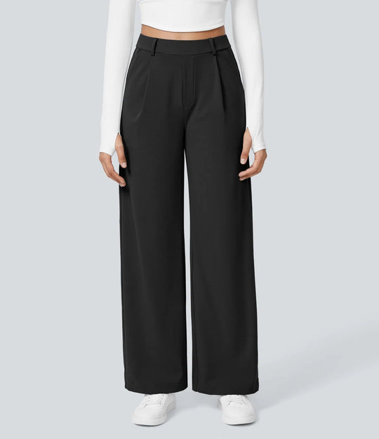 Damen Weite High‑Waist Palazzo‑Hose mit Bundfalten und Eingrifftaschen Nord Taschen