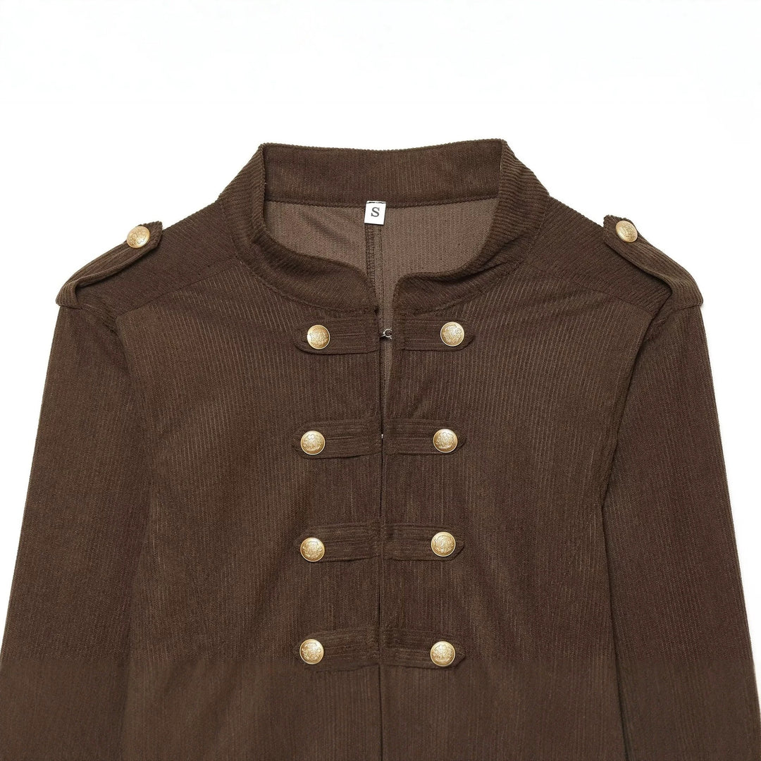 Damen Kurze Militärjacke im Boxy‑Schnitt mit Stehkragen und Zierknöpfen Nord Taschen