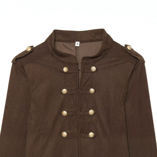 Damen Kurze Militärjacke im Boxy‑Schnitt mit Stehkragen und Zierknöpfen Nord Taschen