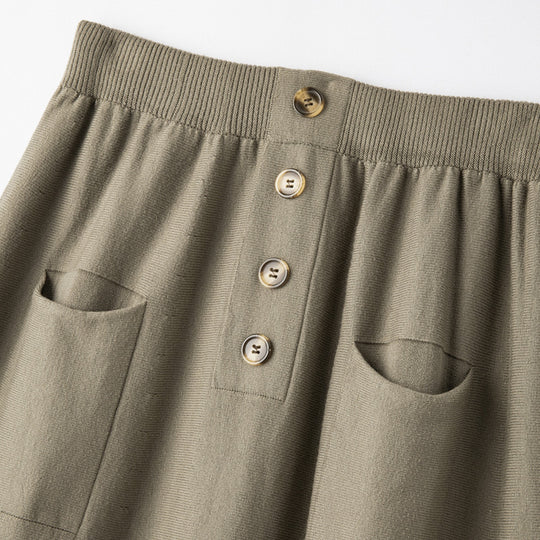 Damen Midirock aus Wollmix mit A‑Linie, elastischem Rippbund, Zierriegel‑Knopfleiste und aufgesetzten Taschen Nord Taschen