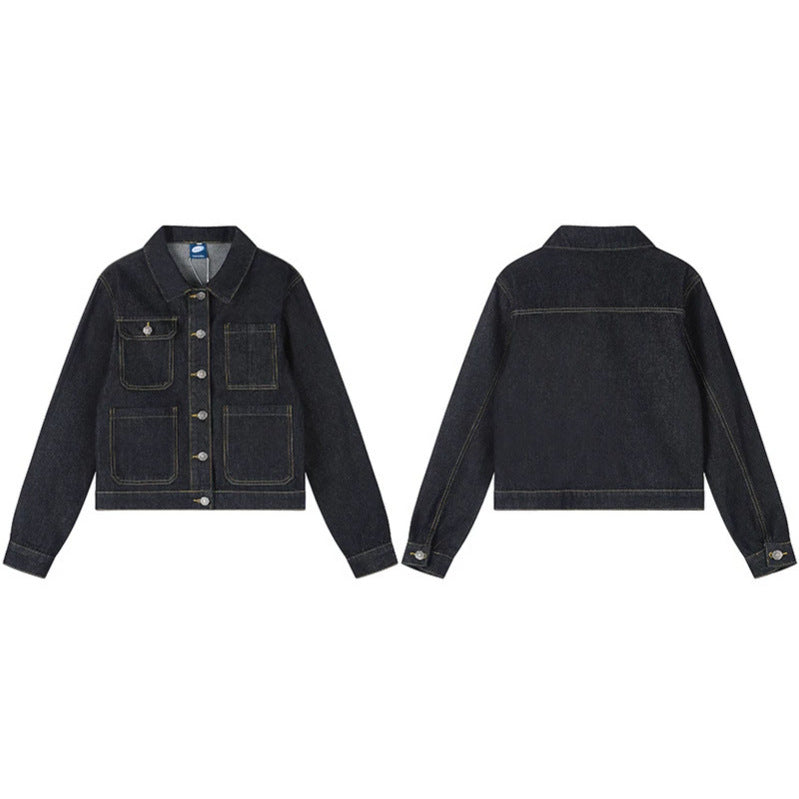 Damen Boxy-Jeansjacke mit aufgesetzten Taschen und sichtbaren Kontrastnähten Nord Taschen