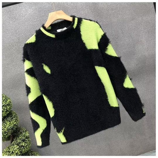 Unisex Flauschiger Oversize-Strickpullover mit abstraktem Destroy-Detail und Strukturmix Nord Taschen