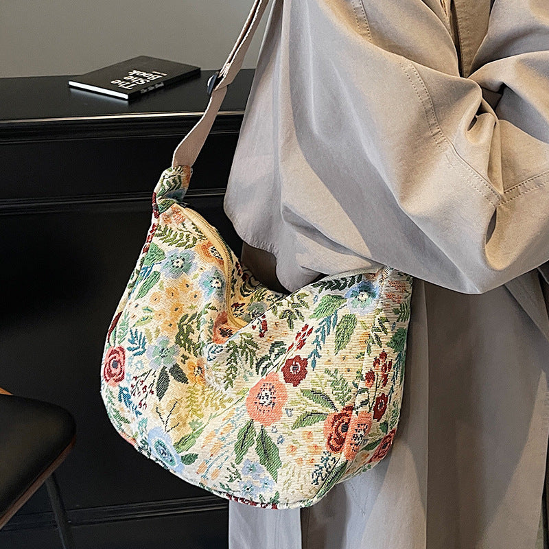 Damen Umhängetasche mit floralem Jacquard-Muster Nord Taschen