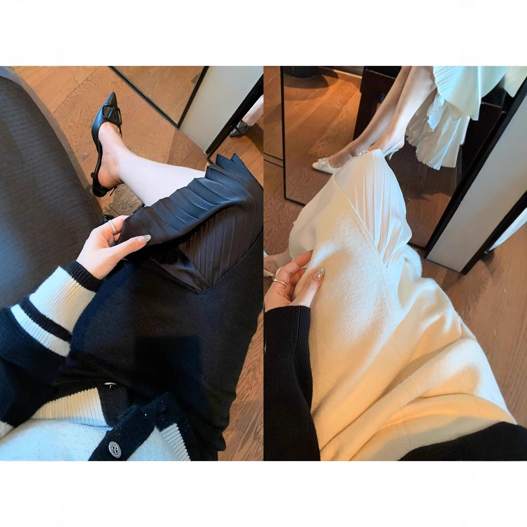 Damen Taillierter Midirock aus Feinstrick mit rückseitigem Schlitz und Ziernaht Nord Taschen