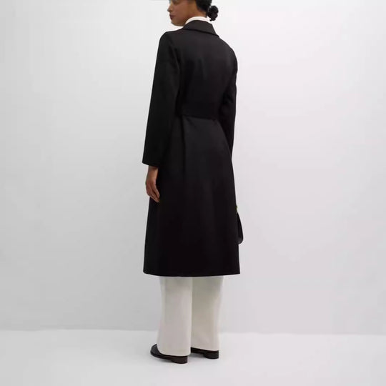 Damen Einreihiger Midilanger Mantel im Clean-Cut mit Taillengürtel und dezenter Pattentasche Nord Taschen