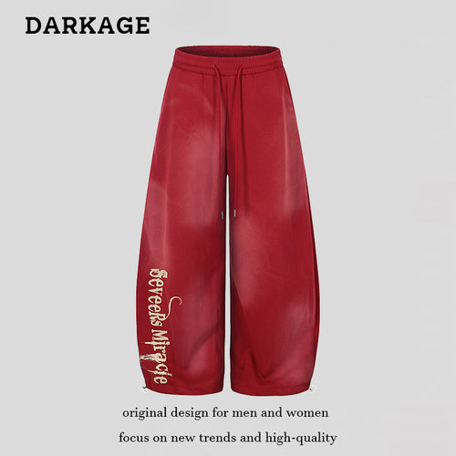 Damen Weite Palazzo-Jogginghose mit Komfortbund, Kordelzug und typografischem Seitenprint Nord Taschen