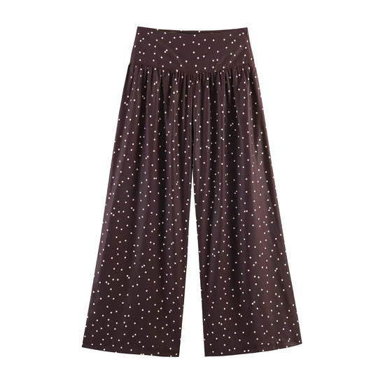 Damen Hochtaillierte Palazzo-Hose mit weitem Bein und gepunkteter Satin-Optik Nord Taschen