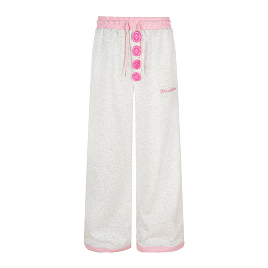 Damen Weite Lounge-Hose mit Zierknopfleiste, hohem Bund und Kordelzug Nord Taschen