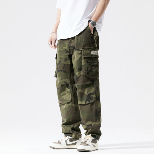 Herren Locker geschnittene Mehrfach-Taschen Cargohose mit Kordelzug und Camouflage-Muster Nord Taschen