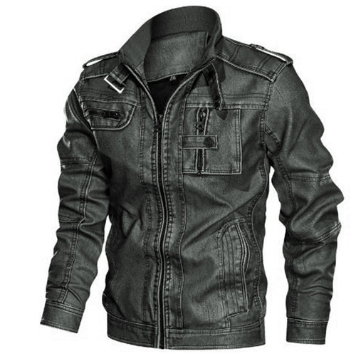 Herren Bikerjacke im Vintage-Lederlook mit Reißverschluss und Brusttaschen Nord Taschen